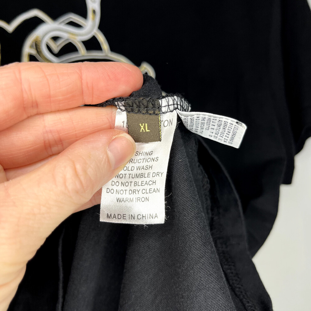 Roberto Cavalli Mens Shirt XL Black Cotton Crew Short Sleeve Snake Graphic Print - Picture 4 of 16